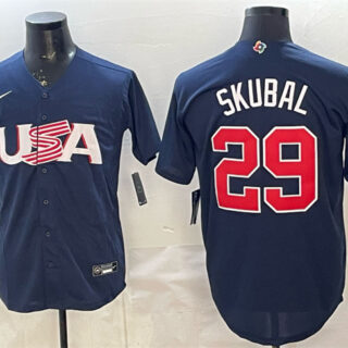 Men's USA Baseball #29 Cal Raleigh Navy World Baseball Classic Stitched Jersey