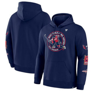 Men's Washington Capitals Navy All-Time Leading Goal Scorer Badges Pullover Hoodie