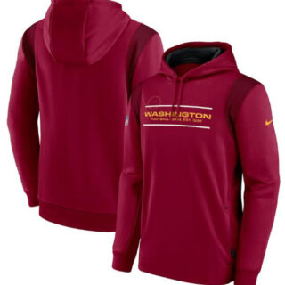 Men's Washington Football Team 2021 Burgundy Sideline Logo Performance Pullover Hoodie
