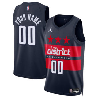 Men's Washington Wizards Active Player Custom Navy 2024 25 Statement Edition Stitched Basketball Jersey