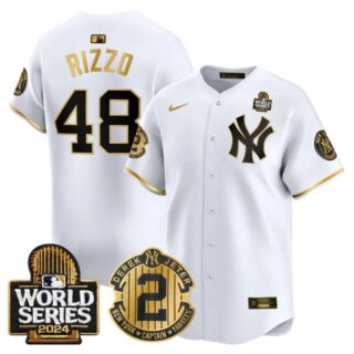 Men's Yankees Derek Jeter Patch 2024 World Series Vapor Premier Limited Jersey All Stitched Anthony Rizzo #48
