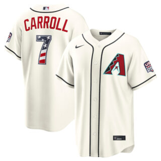 Men's Arizona Diamondbacks #7 Corbin Carroll Cream 2026 USA 250 Fourth of July Home Stadium Stitched Baseball Jersey