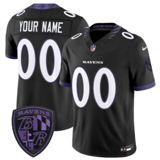 Men's Baltimore Ravens Active Player Custom Black 2026 F.U.S.E. Alternate Vapor Stitched Limited Football Jersey