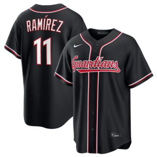 Men's Cleveland Guardians #11 Jose Ramirez 2026 Fashion Replica Black Out Stitched Baseball Jersey