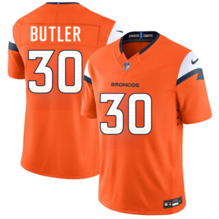 Men's Denver Broncos #30 Hakeem Butler Orange 2026 F.U.S.E. Vapor Limited Stitched Football Jersey