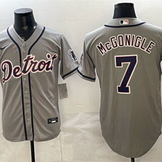 Men's Detroit Tigers #7 Kevin McGonigle Grey Cool Base Stitched Baseball Jersey