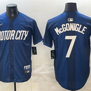 Men's Detroit Tigers #7 Kevin McGonigle Navy City Connect Cool Base Limited Stitched Jersey