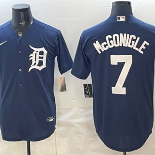 Men's Detroit Tigers #7 Kevin McGonigle Navy Cool Base Stitched Baseball Jerseys