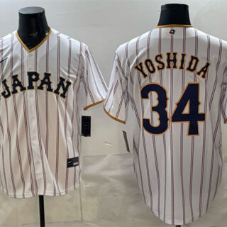 Men's Japan Baseball #34 Masataka Yoshida White 2026 World Baseball Classic Home Stadium Stitched Jersey