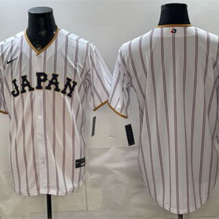 Men's Japan Baseball Blank White 2026 World Baseball Classic Home Stadium Stitched Jersey