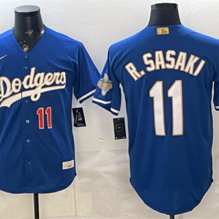 Men's Los Angeles Dodgers #11 Roki Sasaki Royal 2026 Alternate Gold Collection Stadium Stitched Baseball Jersey