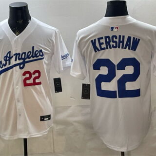 Men's Los Angeles Dodgers #22 Clayton Kershaw White Alternate Stadium Stitched Baseball Jersey