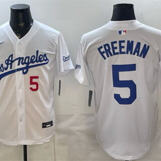 Men's Los Angeles Dodgers #5 Freddie Freeman White Alternate Stadium Stitched Baseball Jersey