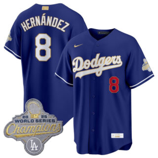 Men's Los Angeles Dodgers #8 Enrique Hernandez Royal 2026 Alternate Gold Collection Stadium Stitched Baseball Jersey