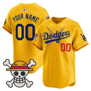 Men's Los Angeles Dodgers Active Player Custom Gold x One Piece 2025 Vapor Premier Limited Stitched Baseball Jersey