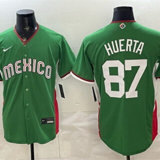 Men's Mexico Baseball #87 Jesus Huerta Green 2026 World Baseball Classic Stadium Stitched Jersey