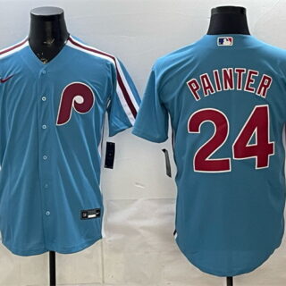 Men's Philadelphia Phillies #24 Andrew Painter Blue Cool Base Stitched Jersey