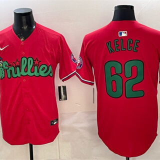 Men's Philadelphia Phillies #62 Jason Kelce Red Phanatic Limited Stitched Jersey