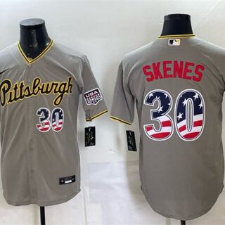 Men's Pittsburgh Pirates #30 Paul Skenes Grey 250 Fourth of July Stitched Baseball Jersey