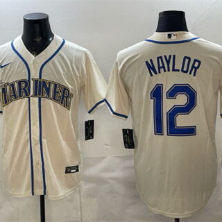Men's Seattle Mariners #12 Josh Naylor Cream Alternate Stitched Baseball Jersey