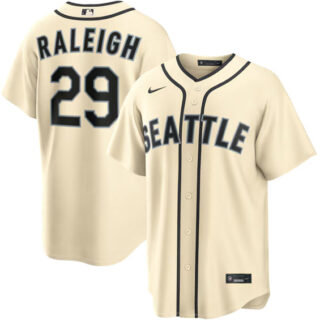 Men's Seattle Mariners #29 Cal Raleigh Cream Alternate Stitched Baseball Jersey