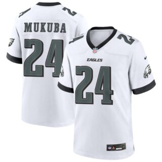 Youth Andrew Mukuba #24 Philadelphia Eagles Game White Jersey
