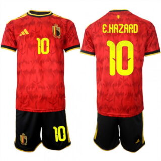 Men's Belgium #10 E.HAZARD National Team FIFA x World Cup 2026 Home Red On Field Jersey
