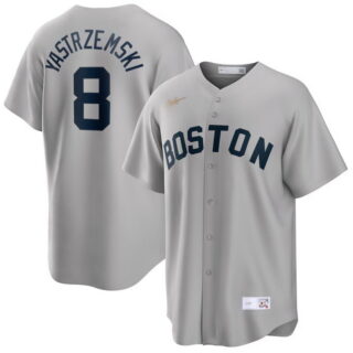 Men's Boston Red Sox #8 Carl Yastrzemski Gray Road Cooperstown Collection Player Jersey