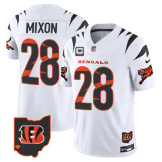 Men's Cincinnati Bengals #28 Joe Mixon White F.U.S.E. With 2-Star C Patch Special Vapor Untouchable Limited Stitched Football Jerseys