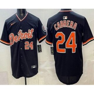 Men's Detroit Tigers #24 Miguel Cabrera Navy Limited Jersey