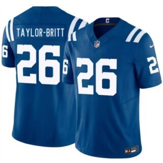 Men's Indianapolis Colts #26 Cam Taylor-Britt Blue 2026 F.U.S.E. Vapor Limited Football Stitched Jersey