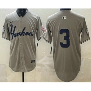 Men's New York Yankees #3 Babe Ruth Grey Without Name Limited Jersey
