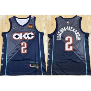 Men's Oklahoma City Thunder #2 Shai Gilgeous-Alexander Navy Stitched Basketball Jersey