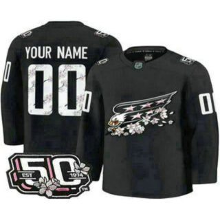 Men's Washington Capitals Customized Black 50th Anniversary Authentic Jersey