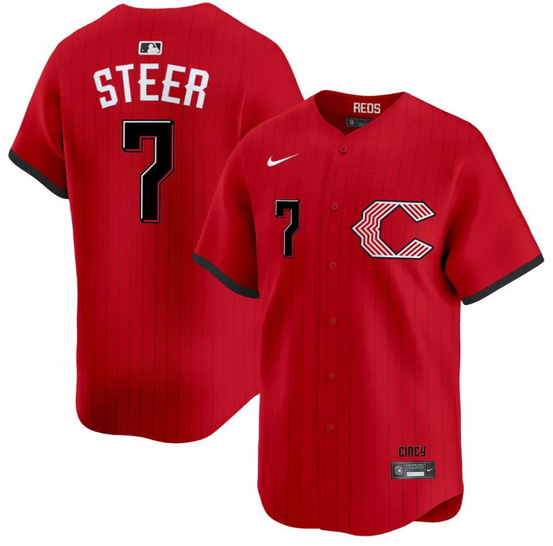 Men's #7 Spencer Steer Cincinnati Reds 2026 City Connect Vapor Premier Limited Jersey - All Stitched