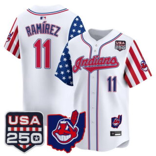 Men's Cleveland Indians #11 Jose Ramirez America 250 Edition Vapor Premier Limited Jersey All Stitched