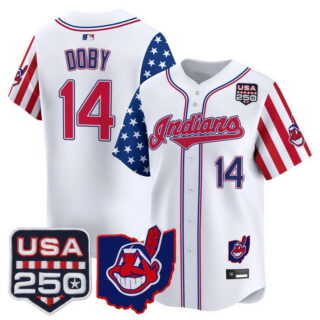 Men's Cleveland Indians #14 Larry Doby America 250 Edition Vapor Premier Limited Jersey All Stitched