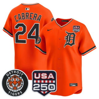 Men's Detroit Tigers #24 Miguel Cabrera 2026 Alternate Vapor Premier Limited Jersey 250America Patch All Stitched Orange