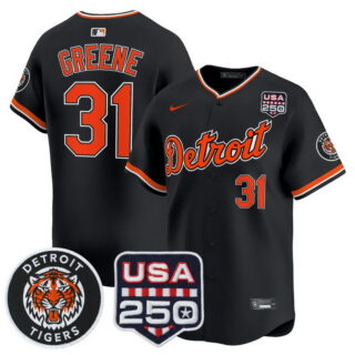 Men's Detroit Tigers #31 Riley Greene 2026 Alternate Vapor Premier Limited Jersey 250America Patch All Stitched Black