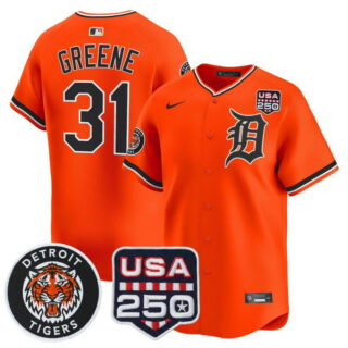 Men's Detroit Tigers #31 Riley Greene 2026 Alternate Vapor Premier Limited Jersey 250America Patch All Stitched Orange
