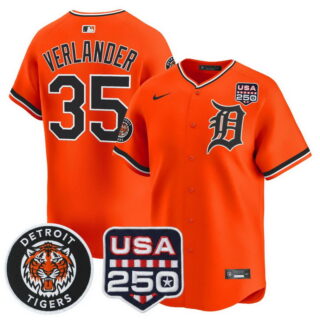 Men's Detroit Tigers #35 Justin Verlander 2026 Alternate Vapor Premier Limited Jersey 250America Patch All Stitched Orange