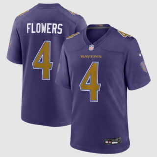 Men's #4 Zay Flowers Baltimore Ravens Alternate Game Jersey Purple