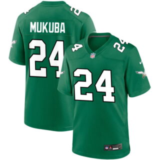Youth Philadelphia Eagles #24 Andrew Mukuba  2025 NFL Draft First Round Pick 2nd Alternate Game Jerseys - Kelly Green