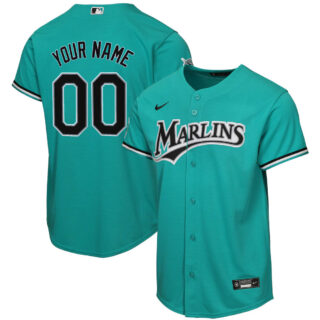 Custom Men's Miami Marlins Alternate Stadium Jersey Teal