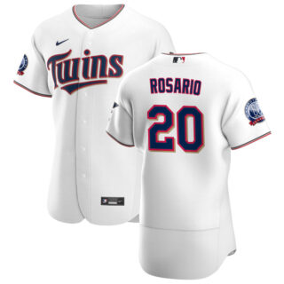 Minnesota Twins #20 Eddie Rosario Men's Nike White Home 2020 60th Season Authentic Team MLB Jersey