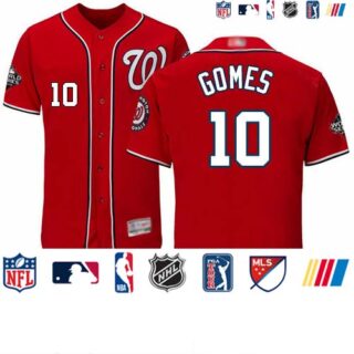 Nationals #10 Yan Gomes Red Flexbase Authentic Collection 2019 World Series Bound Stitched Baseball Jersey