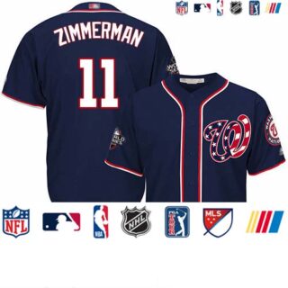 Nationals #11 Ryan Zimmerman Navy Blue New Cool Base 2019 World Series Bound Stitched Baseball Jersey