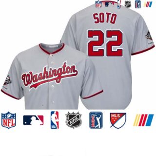 Nationals #22 Juan Soto Grey New Cool Base 2019 World Series Champions Stitched Baseball Jersey