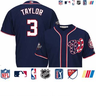 Nationals #3 Michael Taylor Navy Blue New Cool Base 2019 World Series Bound Stitched Baseball Jersey