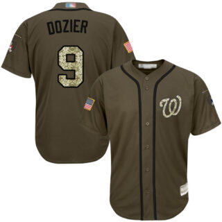 Nationals #9 Brian Dozier Green Salute to Service Stitched Baseball Jersey
